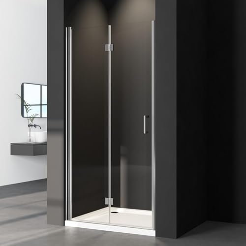 Nischentür Falttür 70x195cm Dusche in Nische, Glas Duschabtrennung Nische Duschtrennwand Duschkabine aus 6mm Sicherheitsglas mit Nano beschichtung, Faltbar Duschwand Höhe 195cm