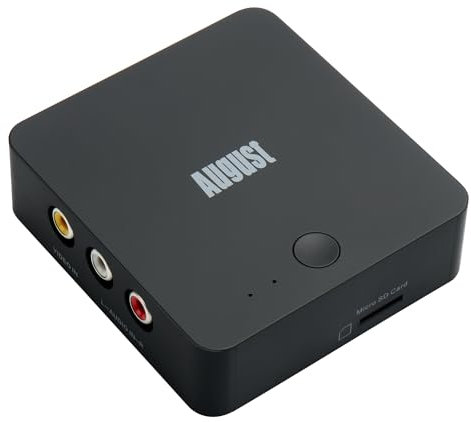 August VGB400 Video Audio Grabber ohne PC Plug&Play - Konverter zum Digitalisieren von VHS Hi8 Kassetten Camcorder, Video Wandler mit RCA Kabel - Ausgabe über HDMI Record auf Micro SD/USB Max. 64GB