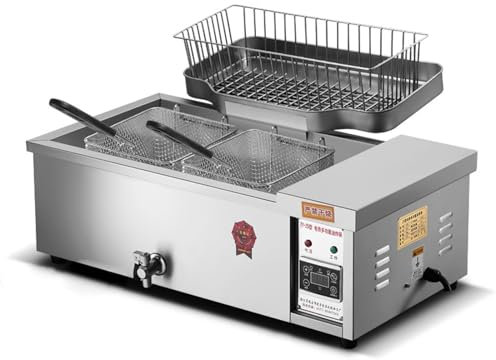 Freidora eléctrica pequeña comercial de 25L, horno de patatas fritas, freidora multifunción para buñuelos de pollo frito