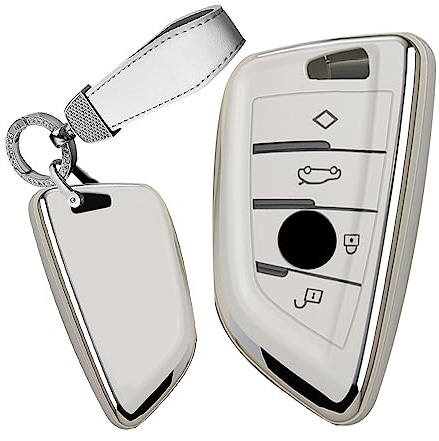 TECART Smart Autoschlüssel Hülle cover Passt für BMW X1 F48 X2 X3 X5 X7 F15 X6 F16 X5M G30 G11 2er 5er 7er 218i 530Li 750i TPU Schutzhülle Schlüsselcover Zubehör Auto Schlüssel Etui 4 Taste