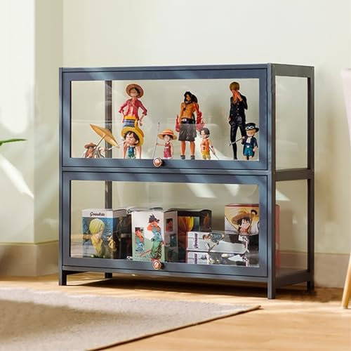 Vitrinenschrank Sammlervitrine Stehend Standvitrine Glasvitrine Acryl Vitrine Standvitrine Acryl Vitrine Doppeltüren Großer Kapazität Sammlervitrine Handgefertigtes Lagerregal für Waren 80*32*73CM B