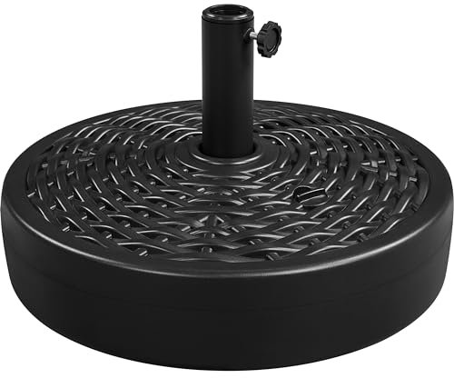 Yaheetech Base per Ombrellone da Giardino in Plastica Simile Rattan Riempibile con Sabbia o Acqua 22L Supporto per Pali da Ø38mm e Ø48mm Esterno Veranda Terrazza Piscina Spiaggia Patio Nero