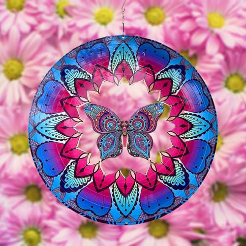 DLNNBKB Schmetterlings-Windspiel aus Metall, 30,5 cm, 3D-Edelstahl, Geschenke für Frauen, Ehefrau, Mutter, hängende Innen- und Außendekoration, Gartendekoration, kinetische Kunst-Ornamente, Geschenke