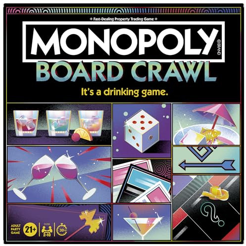 Monopoly - Brädspel | Officiell Monopoly drink spel endast vuxna | Åldrar 21+ | För 2–10 spelare | 30 minuter | Roliga partyspel för vuxna