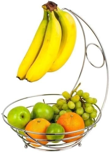 Fruttiera Cesto di Frutta Cesto di frutta, cesto di frutta for bancone della cucina, cesto di frutta con gancio for banane, cesto di frutta for bancone della cucina for conservare frutta e verdura Cio