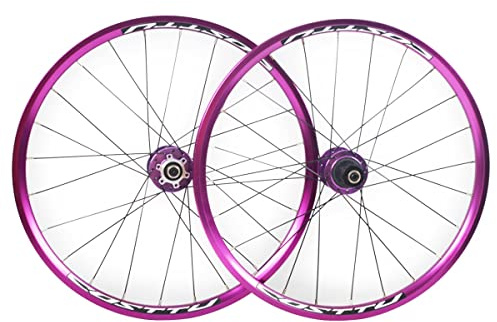 Faltbarer Fahrrad-Radsatz, 20 Zoll, 406 mm, Fahrradräder, BMX-Felge, Scheibenbremse, Schnellspanner, 24/24-H-Nabe, für 7/8/9/10/11-Gang-Kassette (Farbe: 406 Lila)
