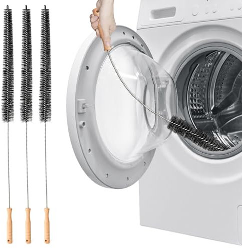 CONLI 3 Pack Flexible Dryer Vent Brush with Wood Handle for Removing Lint, Dryer Lint Brush Vent Cleaner Long Refrigerator Coil Cleaning Brush for Cleaning Corners and Gaps