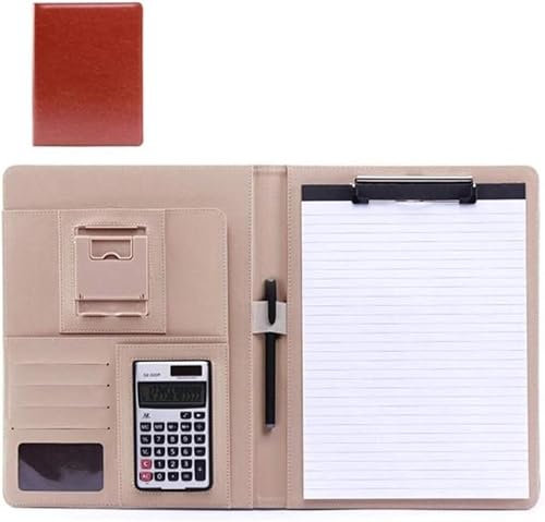 Konferenzmappe A4 Herren und Damen Leder Businessmappe for Dokumente und Notizblöcke Taschen for die Büroarbeit(Bruin)