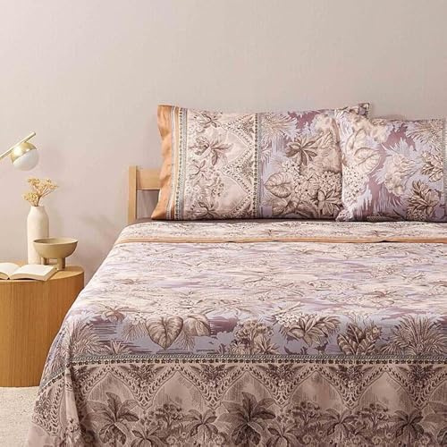 Bassetti Granfoulard Completo Letto Matrimoniale, Lenzuola Puro Percalle di Cotone, Lenzuolo Sopra con Balza Copriletto, Sotto con Angoli Maxi e 2 Federe Boboli G1