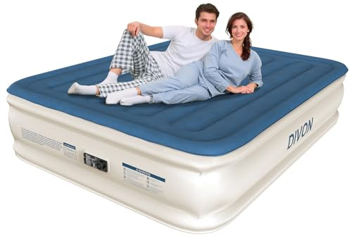 DIVON Air Mattress Queen with Built in Pump,18'' Raised Self Inflatable Mattress,Foldable Blow Up Mattress in 3 Mins,Portable Air Bed for Camping,Travel&Floor,Queen Size Air Matress for Adults,660lbs