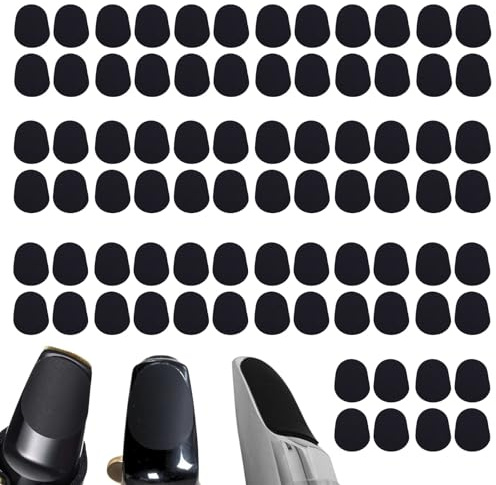 KEYRI 80 Pièces tampons pour becs caoutchoucs d'occlusion coussinets pour embouchure de saxophone en silicone de qualité supérieure protège la tête de saxophone des marques de morsure (Noir)