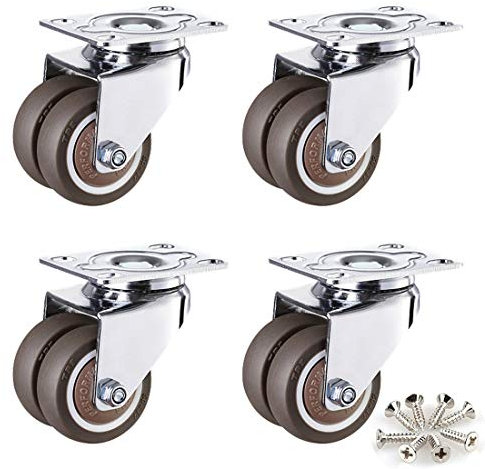 LFONDIGE Industrie-Möbelräder, Plateer-Räder für Möbel, Hochleistungs-Schwenkräder, Transportrollen, Doppelräder aus Gummi, mit Schrauben, 4 Stück/Marmor/50 mm/2 Zoll