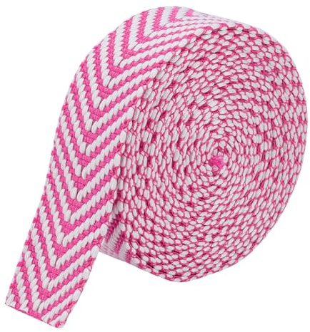 MAYJOYDIY 4.6m Sangles en Polyester et Coton Rose Sangles Plates 38mm Ruban en Polycoton à Rayures Sangles Lourdes Bicolores pour L'Artisanat Ceintures Sacs Poignées Fournitures de Couture