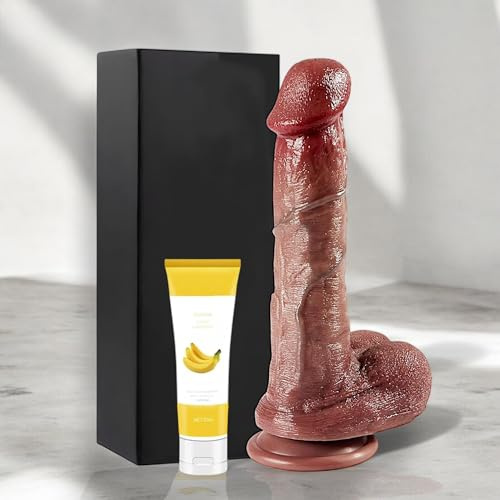 Pene realista con piel suave - Dildo con tacto imitación a piel humana - Juguete sexual para mujeres y hombres - Pene realistico vaginal anal con fuerte ventosa - Juguetes de adultos (Talla M)