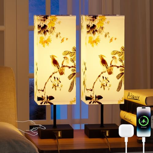 Yeeklab Lampe de Chevet Tactile Lot de 2 avec Ports de Charge USB, Lampes de Table avec 3 Couleur Modes, Dimmable LED Lampes pour Salon Chambre, Bureau, D'enfant, Hôtel