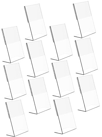 HAWILLOSCH Lot De 12 Supports De NuméRo De Table Mariage En Acrylique Transparent 6X4 Pouces Porte-Affiche De Table RéSistant À L'Eau Pour Restaurant ÉVéNements Et RéCeptions