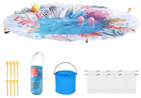 Couverture de piscine de plage - Plaisir sûr pour bébé - Résistante à l'eau et robuste - Avec seau et pataugeoire - Couverture de piscine portable pour bébé - Pliable - Pour filles, enfants