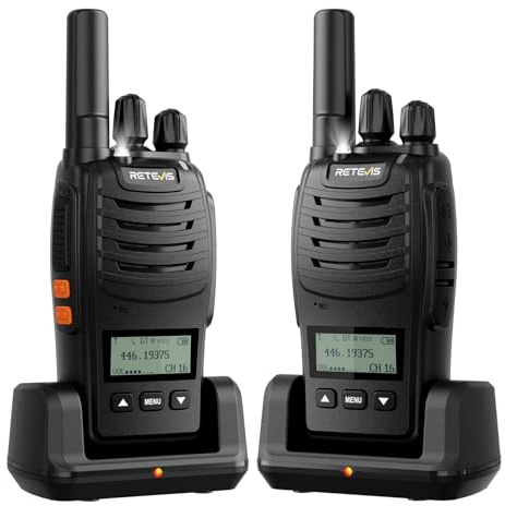 Retevis H777D Walkie-Talkies mit LCD-Bildschirm, PMR446, Typ-C-Aufladung, 1200 mAh, Einfaches Pairing, Notfallalarm, Tragbares Funkgerät für Camping- und Fahrradabenteuer (2er-Pack, Schwarz)