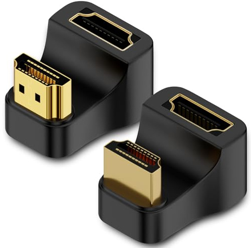 2 Stück HDMI 2.1 Winkelstecker, HDMI U Förmig Winkel Adapter, U Shape Winkelstecker, Mini Hdmi Stecker Auf Hdmi Buchse 180 Grad Winkel (Vorwärts + Rückwärts) für HDTV Monitor PS5 Xbox Projektor