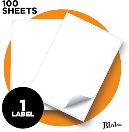 Blake PFW | etiquetas autoadhesivas para envío 1 etiquetas por hoja | 100 unidades | 100 hojas | etiquetas para dirección de envío | compatibles con impresora láser | etiquetadora | LAB A41-1PE