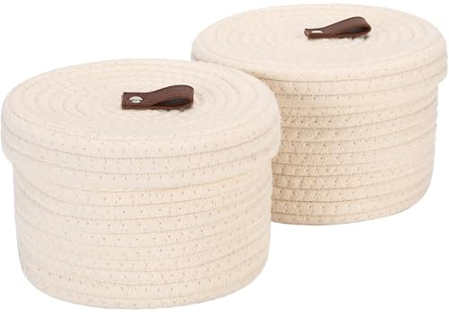 Sea Team 2er-Set Baumwollkordel Aufbewahrungskorb mit Deckel Creme