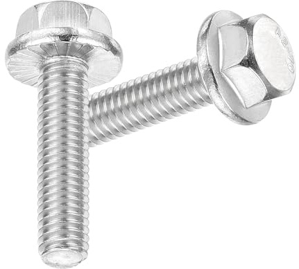 TA-VIGOR 10Pcs M6 x 25mm Hex Serrated Flange Bolts, 304 Stainless Steel Flanged Hex Head Screws for DIY, Machine Tools, Fastener Hardware Applications