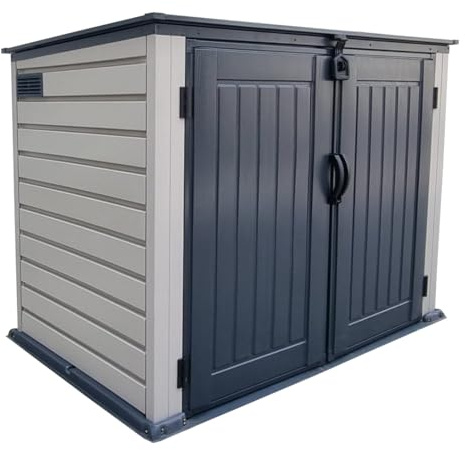 Duramax MultiStore 2100L abri de Jardin en Plastique, Abri de Jardin pour vélos, Cache-Poubelle ventilé avec Serrure, Coffre de Rangement en Vinyle sans Entretien, Abri Range Poubelle, 192x107x137 cm