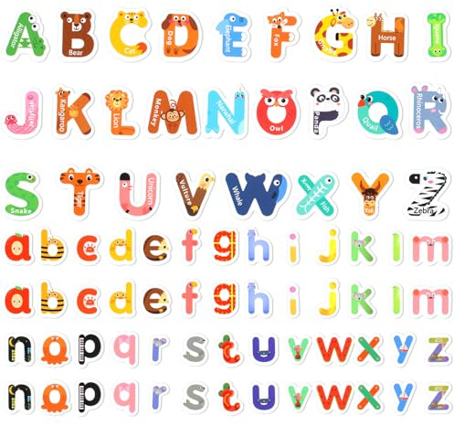 Magnetic Letters, 78 Pieces Fridge Magnets for Kids, Colorful Uppercase & Lowercase Alphabet Fridge Magnets, Spelling Learning Toys for Toddlers & Preschoolers