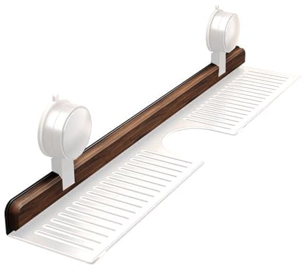 dijiusidy Mensola da bagno in noce senza foratura con ventosa per riporre il lavandino, mensola da bagno in noce con ventosa per dormitorio, tipo+2 40cm