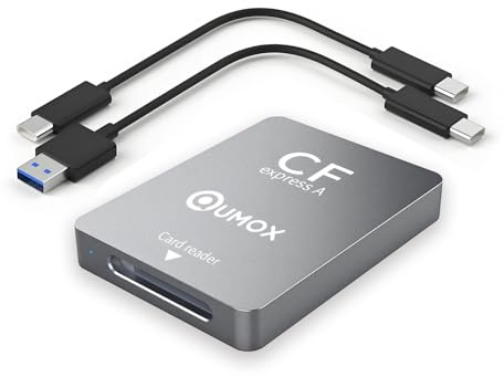 QUMOX Lector De Tarjetas CFexpress Tipo A con USB 3.1 (Gen 2) De 10 Gbps, Adaptador USB-C A USB-A CFexpress, Compatible con Windows/Mac/Linux/Android, iPhone 16/15, Portátiles, Tabletas Y Smartphones