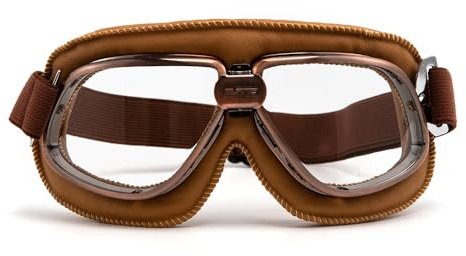 evomosa Motorradbrille Vintage Old School Retro-Brille für Sport Rennsport Offroad Pilotenbrille