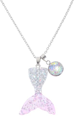 JOINPAYA Meerjungfrauenflossen Halskette Damen Zarter Vintage Anhänger aus Silber mit Farbverlauf Charm für Party und Alltag