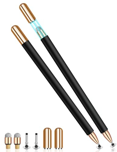 Mixoo Stylet universel 2 en 1 pour écran tactile, haute sensibilité, double pointe pour iPad, iPhone, tablettes Apple, Android, Kindle, Chromebook, tous les appareils à écran tactile capacitif (noir