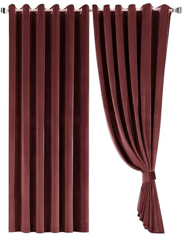 Opulent Dreams Crushed Velvet Curtains - Fully Lined & Room Darkening - Eyelet Ring Top for Bedroom & Living Room - Includes Two Tie Backs - Pair of Panels (Burgundy, 66 x 90 (168 x 229 cm))