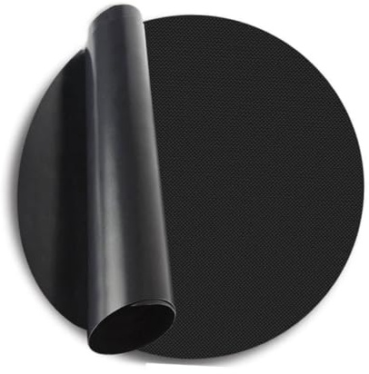 HOMSFOU Tapis de Cuisson pour Barbecue Rond Antiadhésif 40 Cm Noir Réutilisable, Tapis Barbecue Extérieur Léger et Facile à Nettoyer, Grillades Légumes, Poisson, Brochettes, 1 Pièce