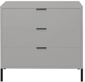 storado.de - Kommode Bonnie mit 3 Schubkästen und Selbsteinzug, Sideboard aus Holzwerkstoff mit Metallgriffen und -füßen, Kreidegrau Matt Lack, 81 x 80 x 45 cm