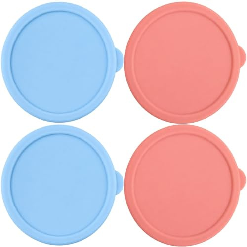4 Pcs Can Lids for Tins, Reusable Silicone Can Lids for Cans, Versatile Plastic Lids for Tin Cans, Air-tight Covers Fit Standard Size Tins | Dishwasher & Freezer Safe ，7.6 Cm X 7.6 Cm