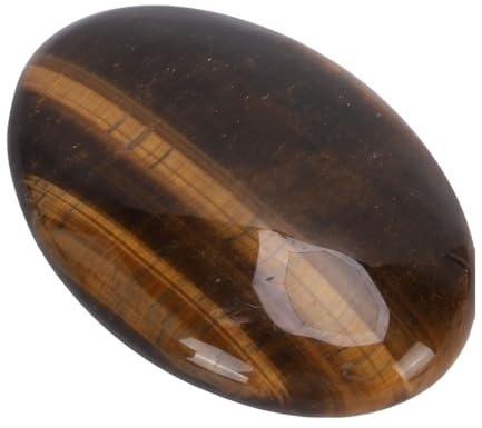 Riuulity Piedra de Palma de Cristal de 7,5 Cm, Piedra de Cristal Ovalada Pulida con Agarre Suave y Cómodo para Meditación, Yoga, Concentración (Ojo de tigre)