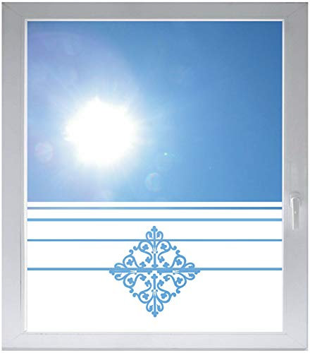 INDIGOS UG Sichtschutzfolie Glasdekorfolie Fensterfolie mit Motiv satiniert Blickdicht - E1091 Schöne Blume - 800 mm Länge - 500 mm Höhe - Streifen - selbstklebend - matt - für Bad