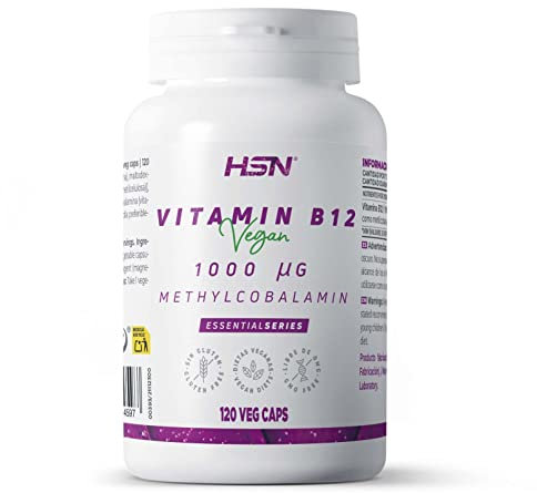 Vitamine B12 (Méthylcobalamine) de HSN 1000 mcg – Énergie pour votre Système Nerveux et Immunologique, Sans Gluten, Sans Lactose, Convient aux Végétaliens, 120 Gélules