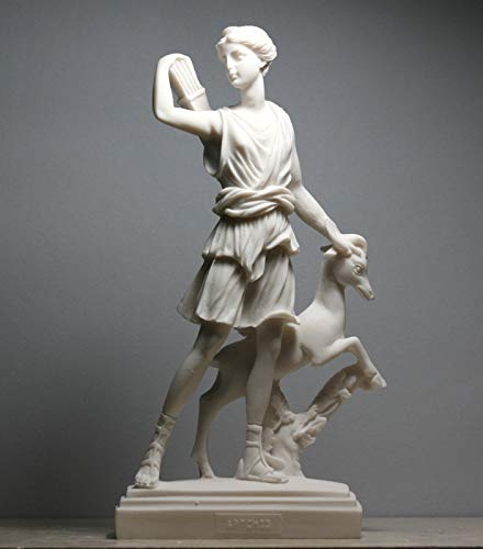 greekartshop Diana of Versailles Statue – Artemis Griechische Göttin Skulptur | Louvre Museum Replica | Handgefertigt in Griechenland | Cast Alabaster 25 cm
