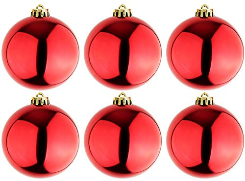 Mojawo 6 Stück XL Christbaumkugeln Weihnachtsbaumkugeln Baumschmuck Rot Ø 15cm Schmuckkugeln