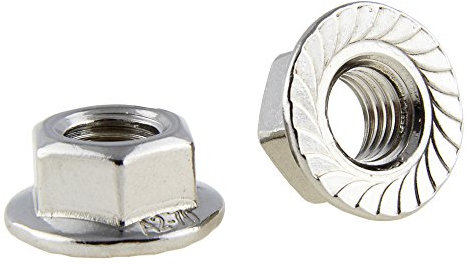 D´s Items | Flanschmuttern - M10 - DIN 6923 - Edelstahl A2 - [2 Stück] - | Bundmuttern | Sperrzahnmuttern | Sechskantmuttern mit Flansch und Sperrverzahnung V2A