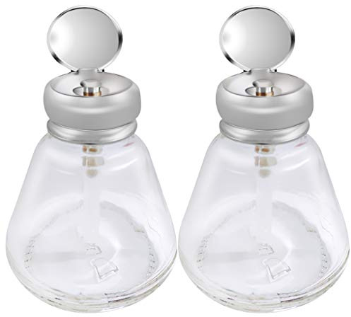 2 Leere Glas Dispenser Pumpflasche Presseflaschen für Cleaner, Nagellackentferner