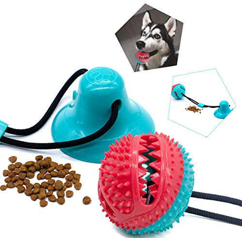 Happy Fox Dog Suction Tug Toy, Suction Dog Pull Toy, Ball on Rope Interactive Game, Tug of War Rope and Upgraded Sucker Plaything for Dragging, Chewing and Playing