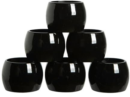 Argon Tableware Metallic Napkin Rings - Black - 4.5cm - Pack of 6 - Metallic Finish Reusable Dining Table Setting Napkin Buckle Holder for Christmas, Party Celebrations, Restaurant Tableware Decor