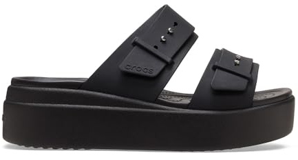 Crocs Brooklyn Buckle Low Wedge, Sandali Donna, Nero, 34/35 EU