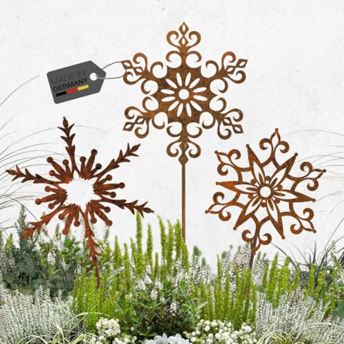 Terma Stahldesign Gartenstecker rost Sterne, Winterdeko, rost Weihnachtsdeko, edelrost deko Weihnachten Dekoration weihnachtsdeko, Stern Metall