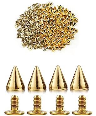 BDHI 100pcs Cone Spikes and Punk Studs Bullet Metal Screw Back for DIY Leather Bracelets, Punkstyle Cloth, Shoes, Necklace, Costume Decoration Crafts (H12-100)