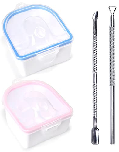 KADS Nagel Soak Off Schüssel Maniküreschüssel Edelstahl Nageleinweichschale | mit Dreieckigem Nagelhautschäler und Nagelhautschieber Starker Gel-Nagellack Dip-Pulverentferner